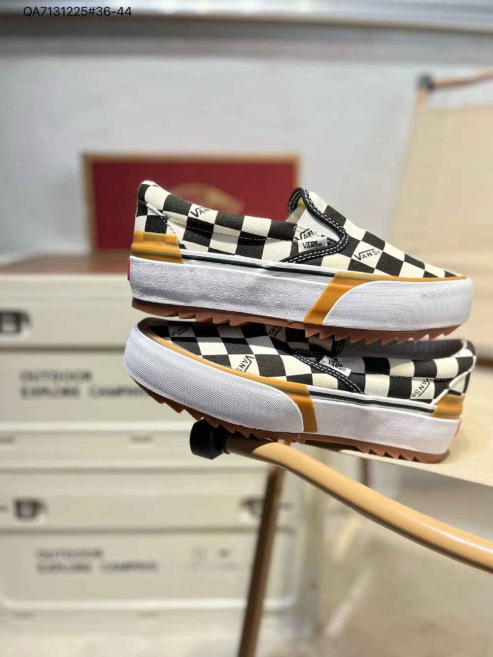 VANS Slip On Canvas Checkerboard Shoes - Comfortable Fit - Picture 2 of 6
